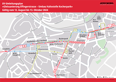 Umleitungsplan Effingerstrasse 12.08. bis 13.10.24