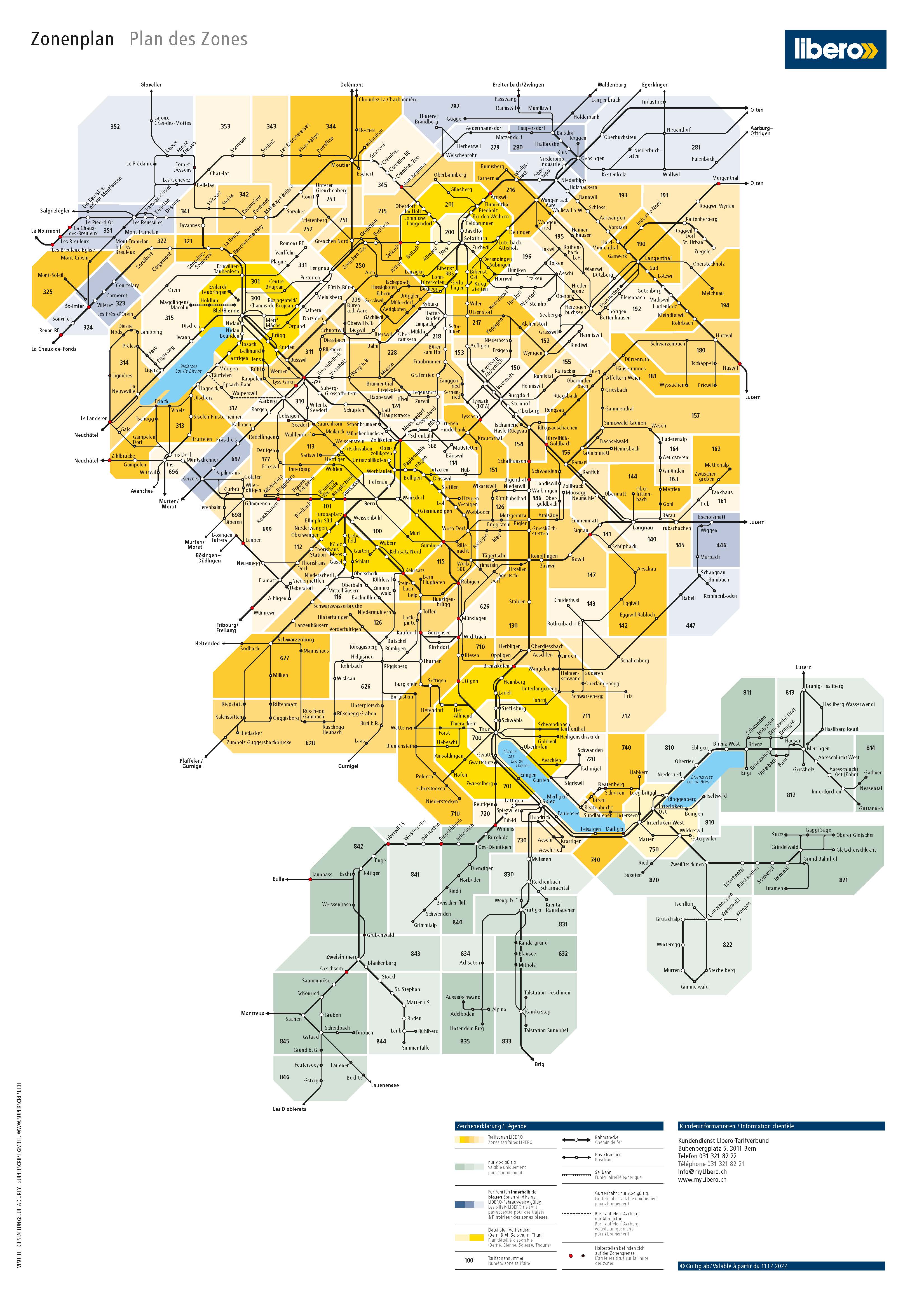 Libero Zonenplan Bern, Thun, Interlaken, Solothurn, Biel