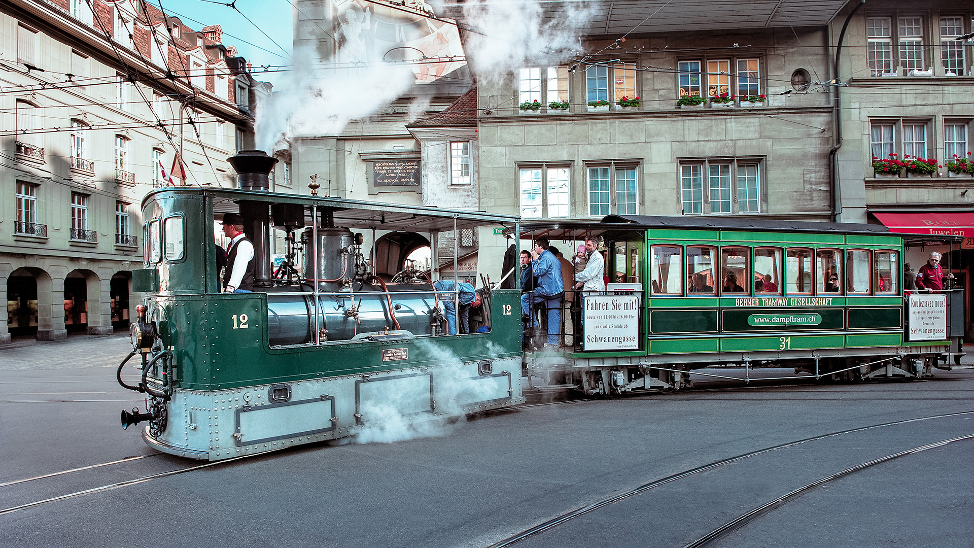 Das Dampftram beim Zytglogge